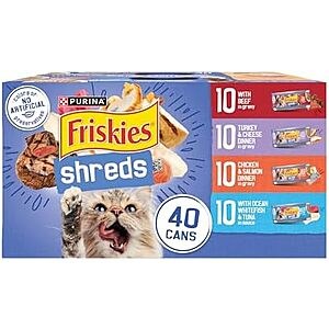 [SnS, AC] $21.29 | 40-Pack 5.5oz Purina Friskies Shreds Wet Cat Food (Variety Pack) at Amazon